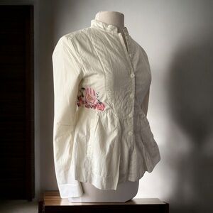 NOA NOA FERMONT EMBROIDERED BUTTON FRONT COTTON JACKET